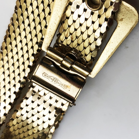 Vintage Whiting & Davis Gold Mesh Belt Skinny Metal Disco 70s M HTF - Picture 5 of 5